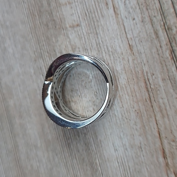 NIB STERLING SILVER WHITE TOPAZ CRISS CROSS RING - Picture 6 of 10